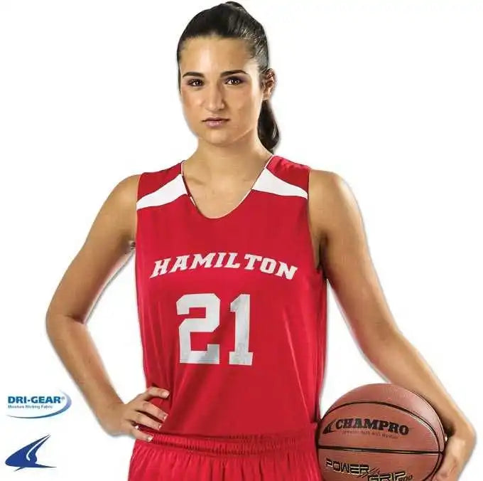 Champro Bbj4w Dri-gear Pro-plus Reversible Basketball Jersey Women’s - Black White