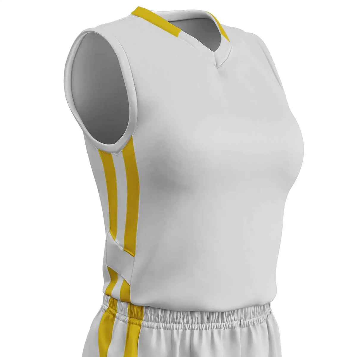 Champro Bbj9w Muscle Dri-gear Basketball Jersey Women’s - White Gold