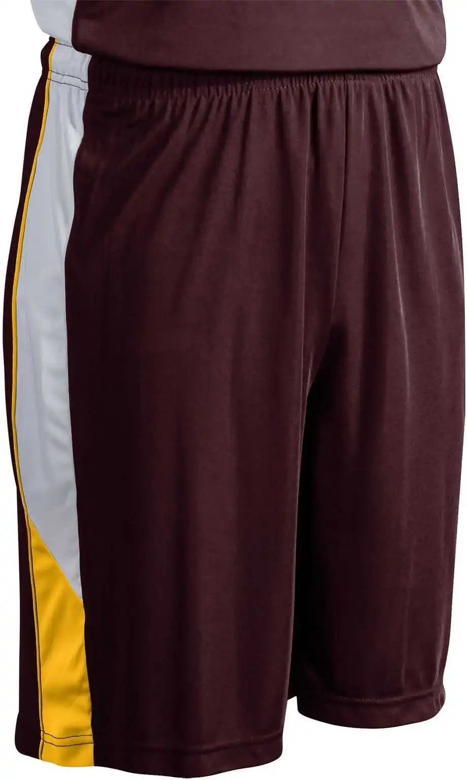 Champro Bbs21 Rebel Basketball Short - Maroon Gold White