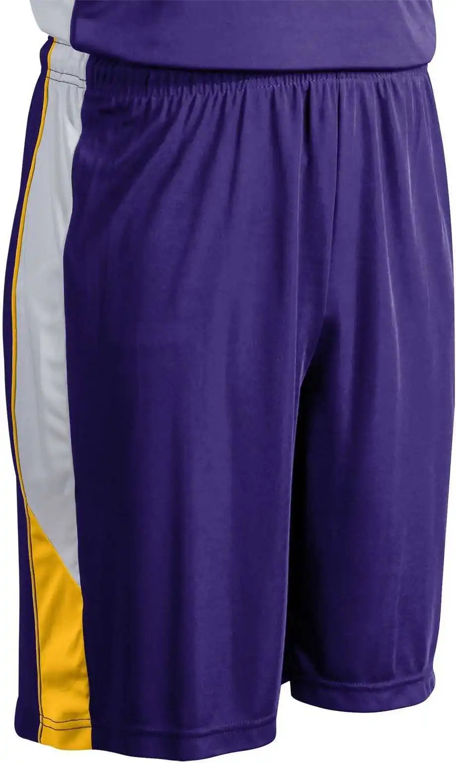 Champro Bbs21 Rebel Basketball Short - Purple Gold White