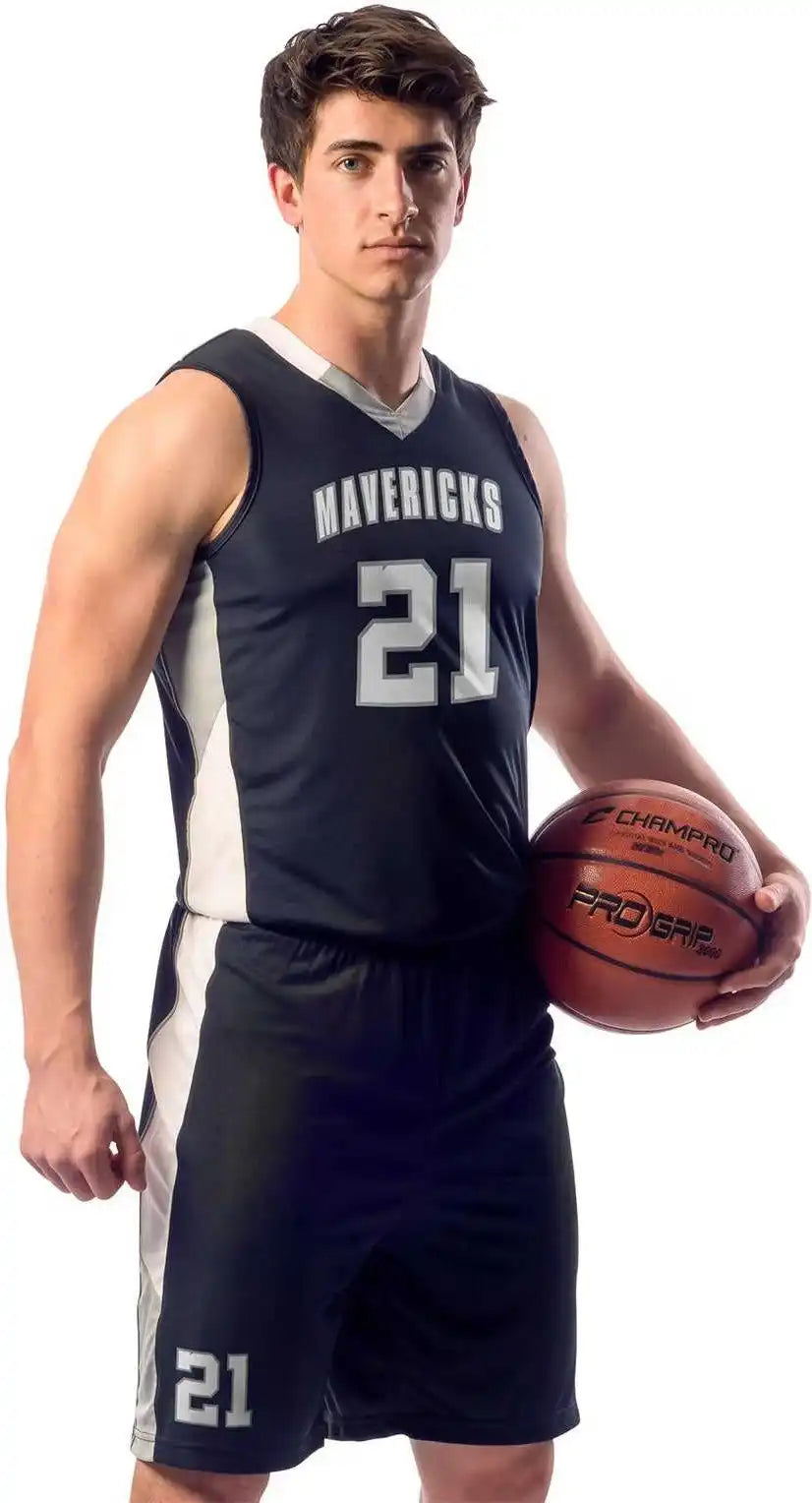 Champro Bbs21 Rebel Basketball Short - Silver Black White