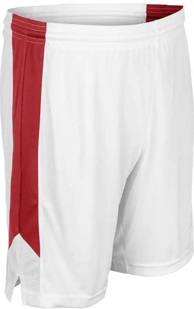 Champro Bbs32 Dagger Men’s and Youth Basketball Short - White Scarlet