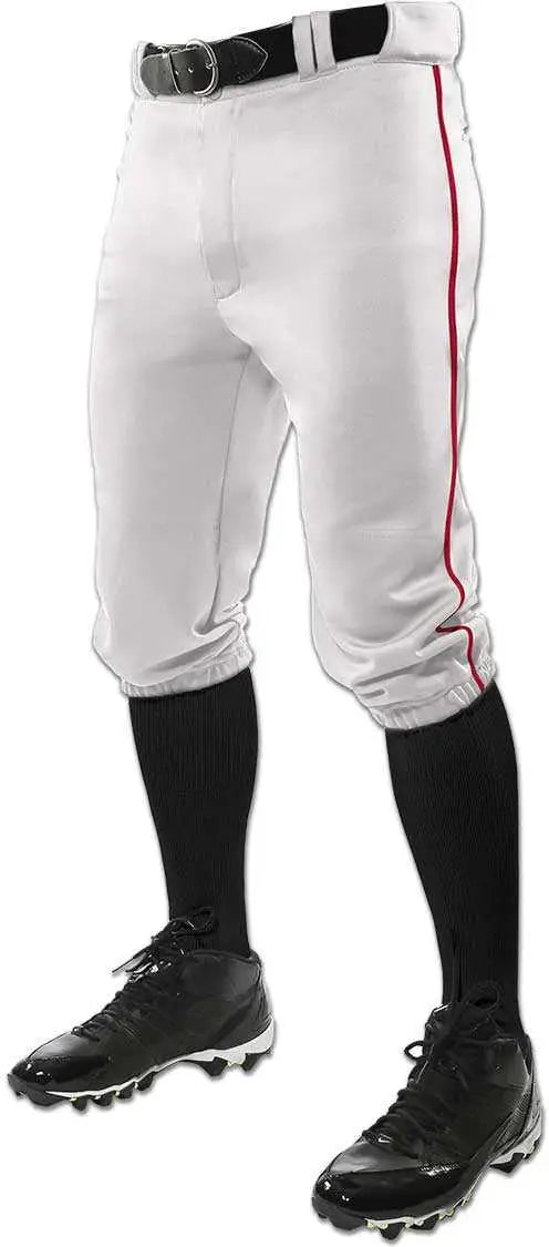 Champro Bp101 Triple Crown Knicker Pants with Pipe - White Scarlet