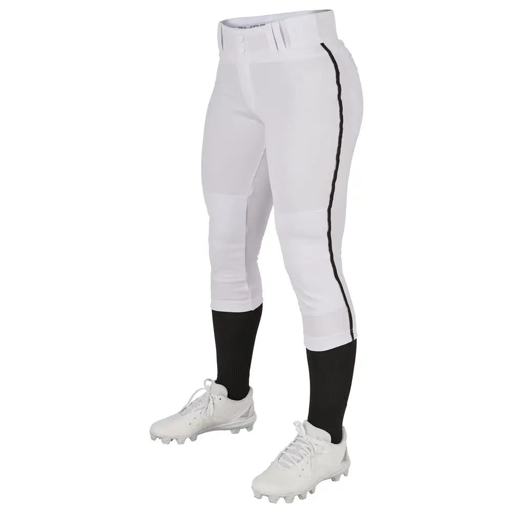 Champro Bp11p Tournament Women’s Traditional Low Rise Pant W/braid - White Black Pipe - Girls s