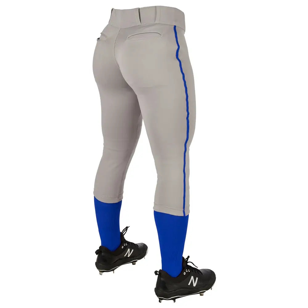 Champro Bp11p Tournament Women’s Traditional Low Rise Pant W/braid - Grey Royal Pipe
