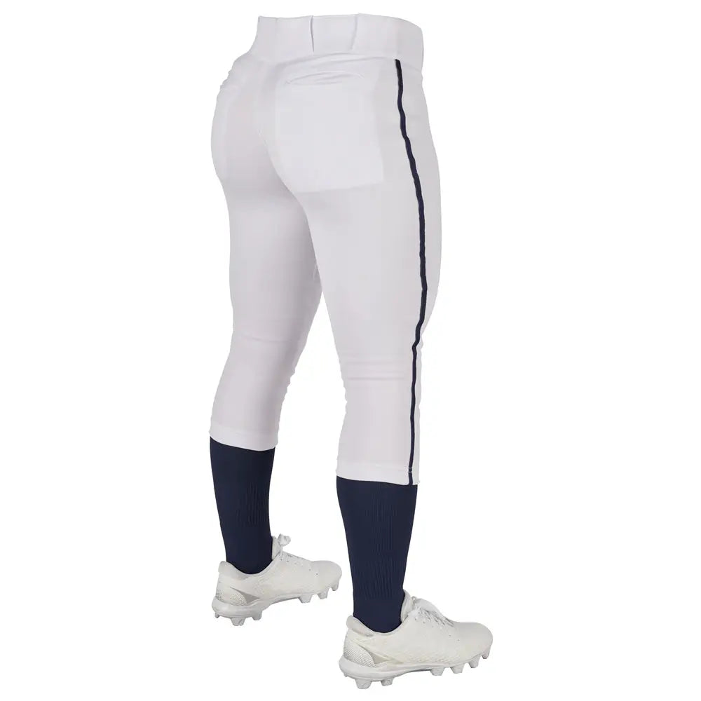 Champro Bp11p Tournament Women’s Traditional Low Rise Pant W/braid - White Navy - Girls s