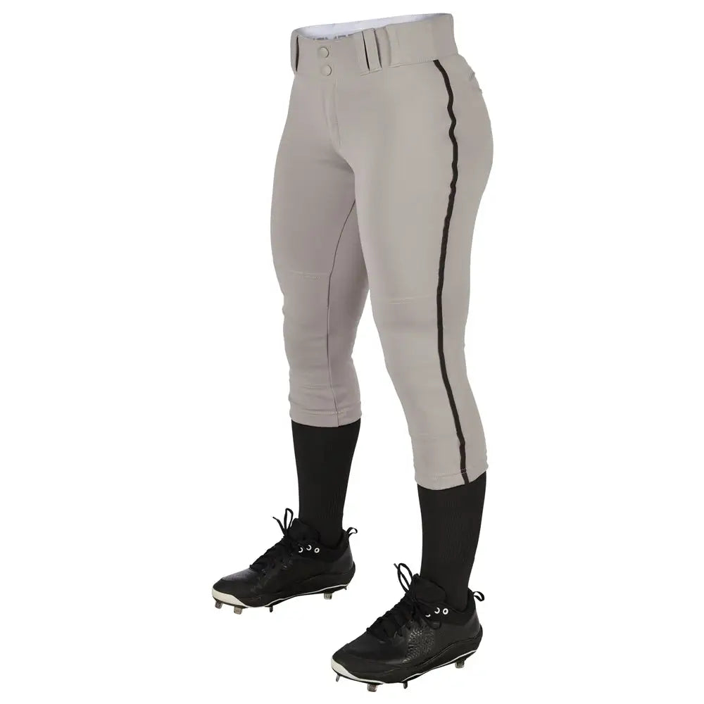 Champro Bp11p Tournament Women’s Traditional Low Rise Pant W/braid - Grey Black Pipe - Girls s