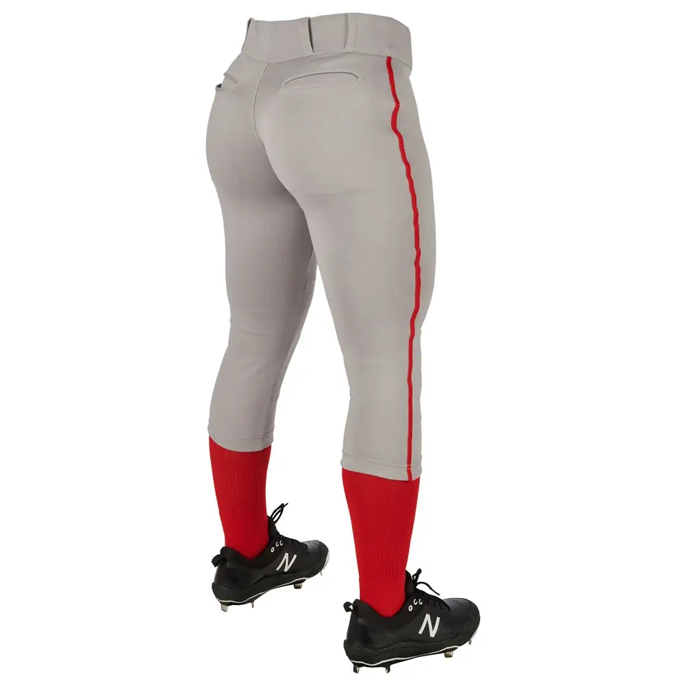 Champro Bp11p Tournament Women’s Traditional Low Rise Pant W/braid - Grey Scarlet