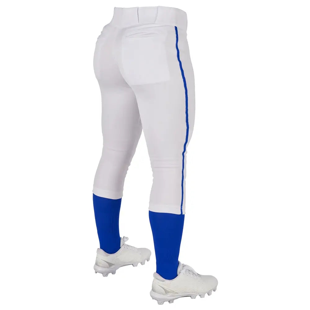 Champro Bp11p Tournament Women’s Traditional Low Rise Pant W/braid - White Royal Pipe