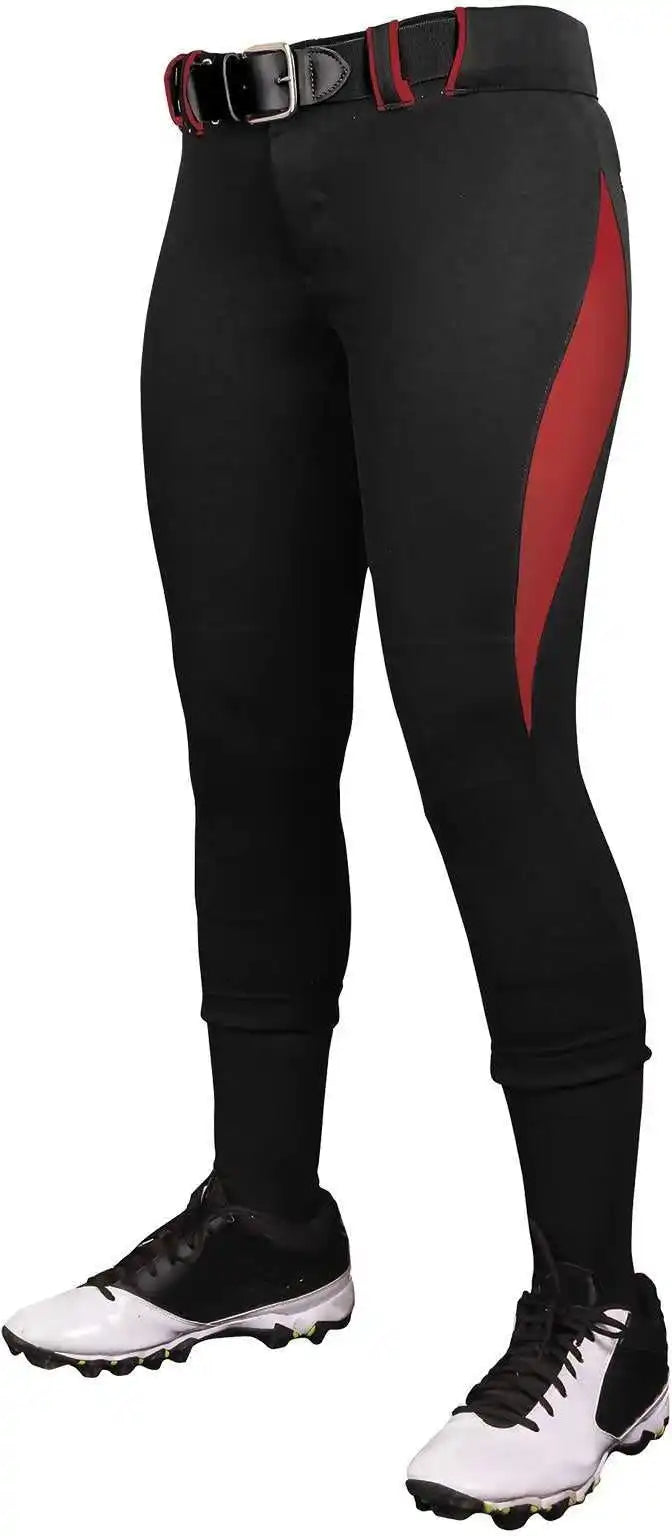 Champro Bp28 Surge 2 Color Softball Pant - Black Scarlet