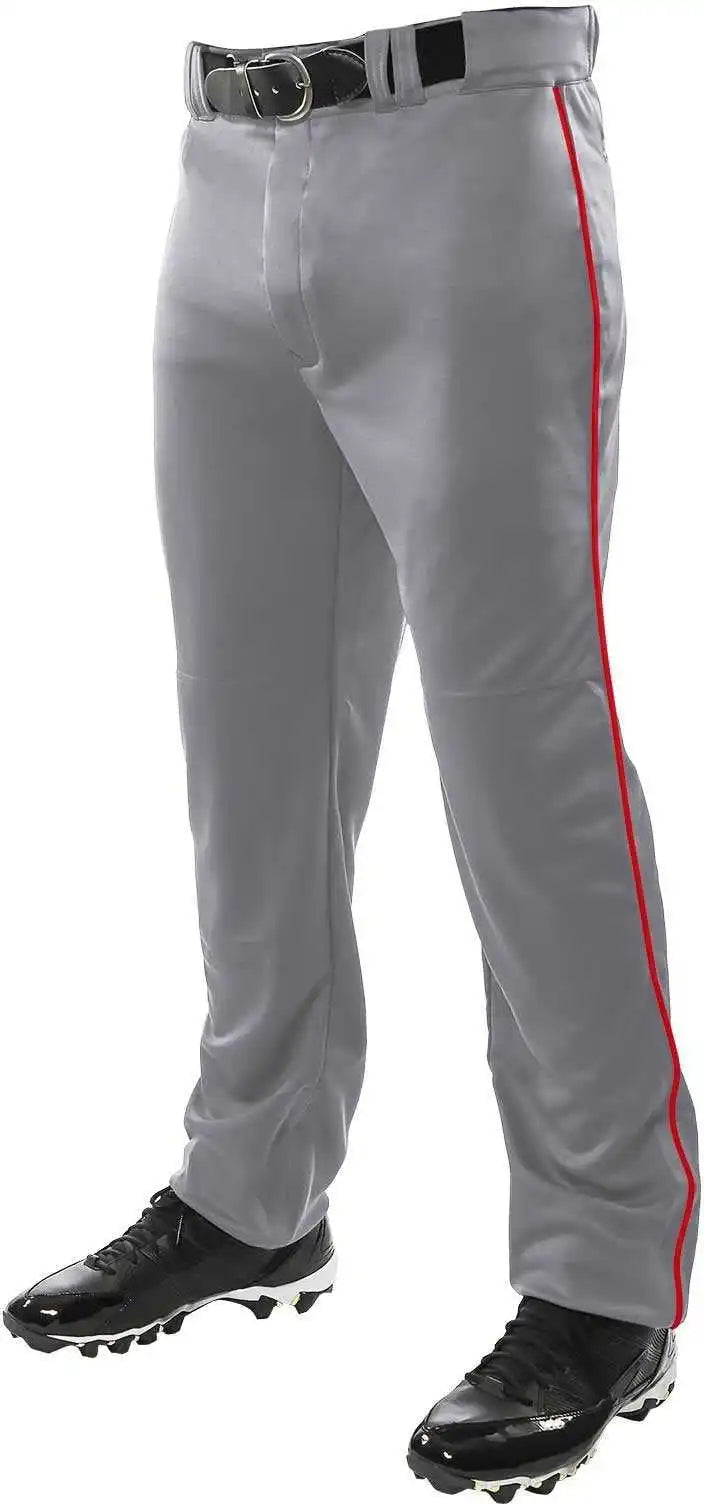 Champro Bp41u Mvp Open Bottom Pant with Piping Gray Scarlet