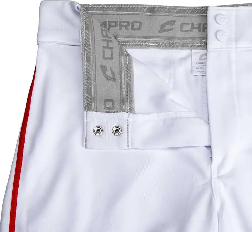 Champro Bp66 Triple Crown 2.0 Men’s and Youth Tapered Bottom Pants with Braid - White Scarlet