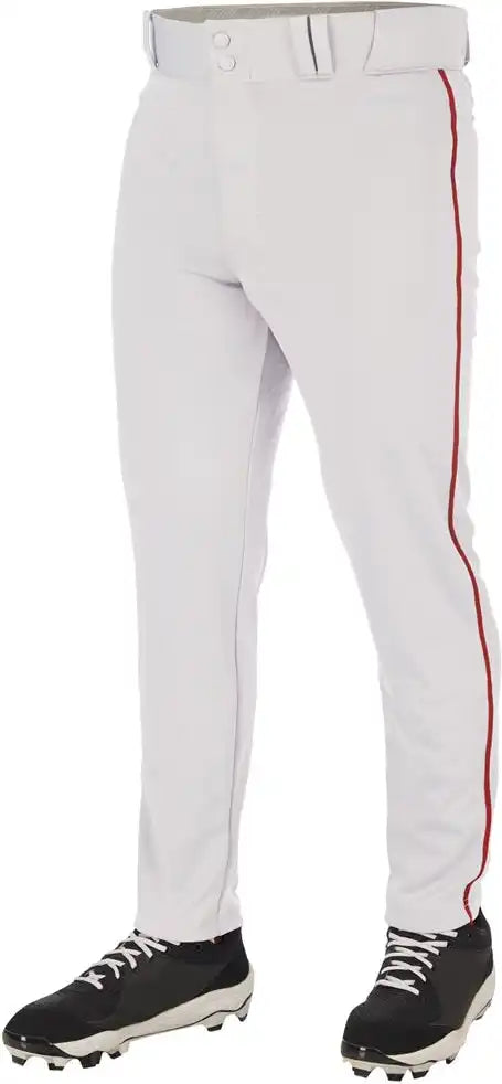 Champro Bp66 Triple Crown 2.0 Men’s and Youth Tapered Bottom Pants with Braid - White Scarlet