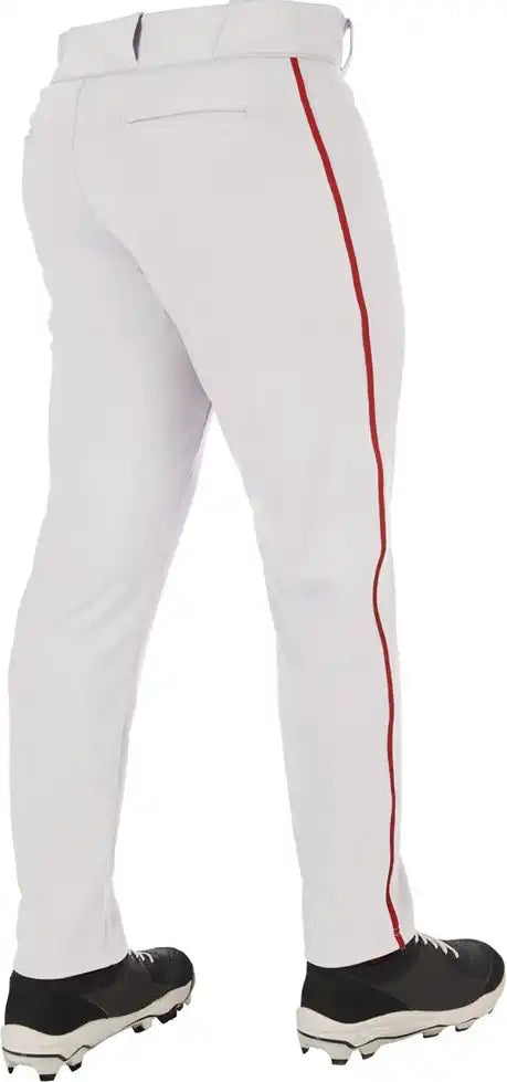Champro Bp66 Triple Crown 2.0 Men’s and Youth Tapered Bottom Pants with Braid - White Scarlet