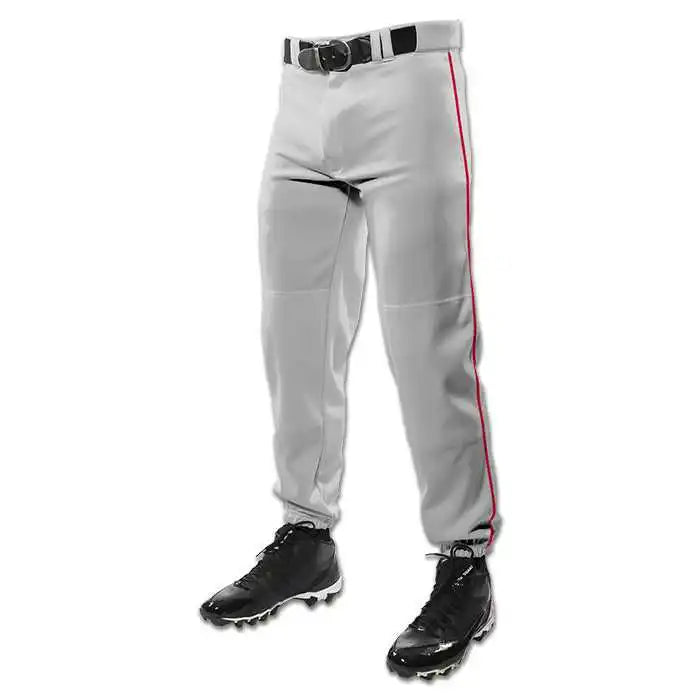 Champro Bp91 Triple Crown Baseball Pant with Piping Gray Scarlet