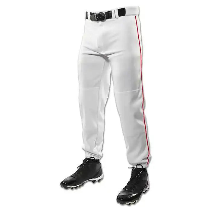 Champro Bp91 Triple Crown Baseball Pant with Piping - White Scarlet