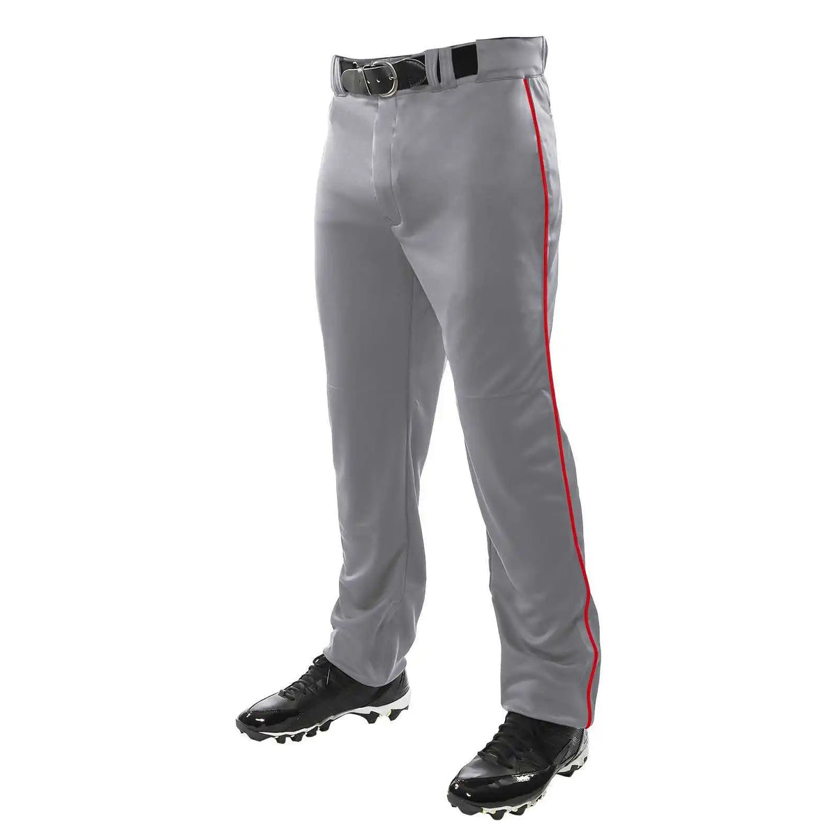 Champro Bp91u Triple Crown Open Bottom Pant with Piping Gray Scarlet