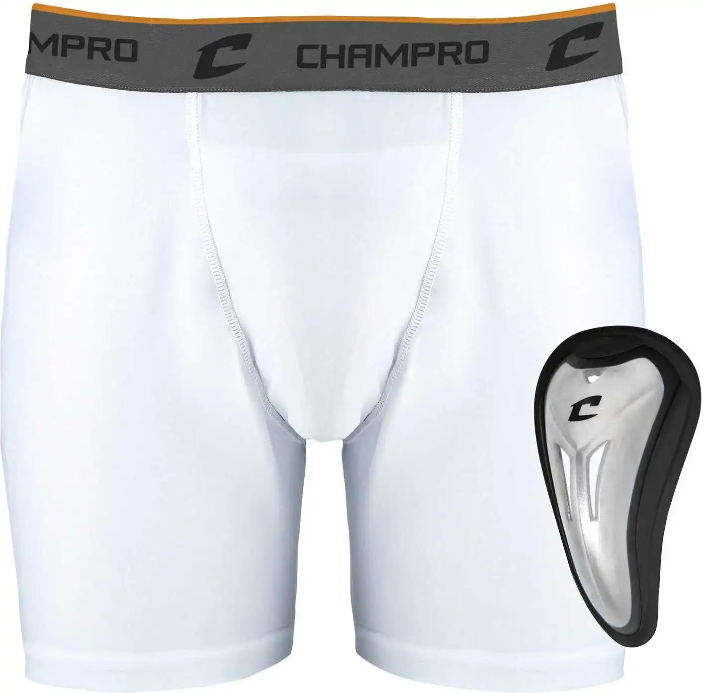 Champro Bps14c Compression Boxer Short with Cup - White