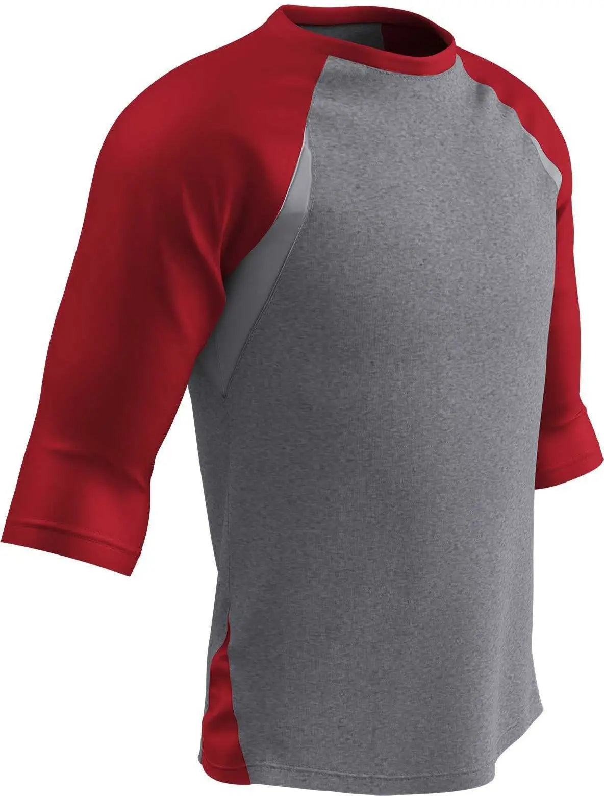 Champro Bs25 Extra Innings 3/4 Sleeve Baseball Shirt - Gray Scarlet