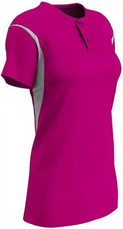 Champro Bs28 Girls/ladies Legacy 2-button Softball Jersey - Fuchsia White
