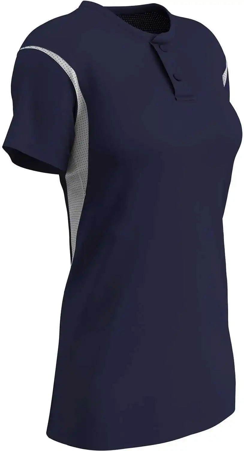Champro Bs28 Girls/ladies Legacy 2-button Softball Jersey - Navy White