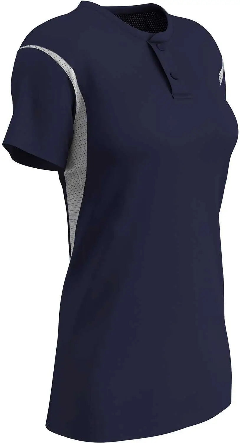 Champro Bs28 Girls/ladies Legacy 2-button Softball Jersey - Navy White
