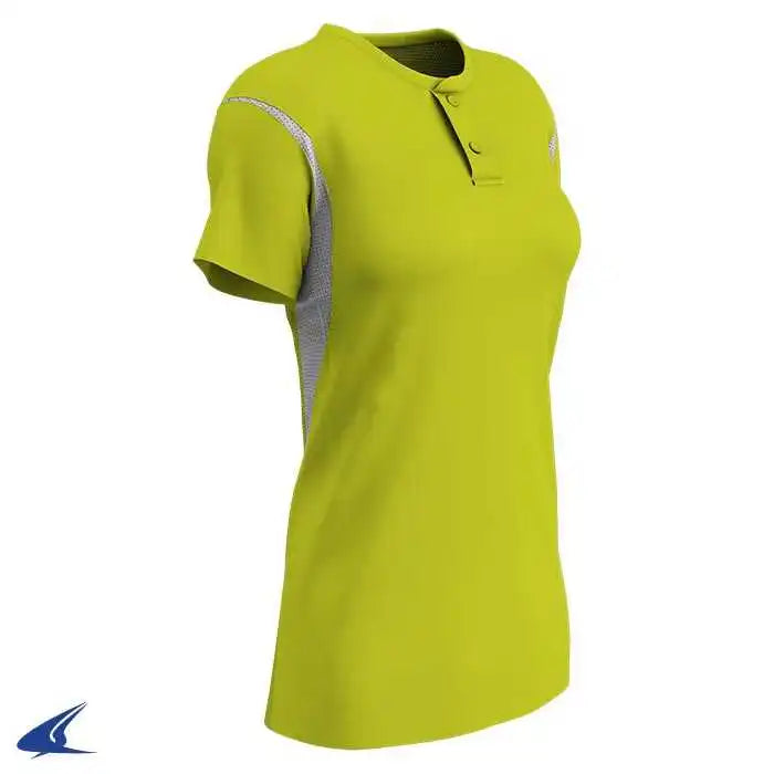 Champro Bs28 Girls/ladies Legacy 2-button Softball Jersey - Optic Yellow White
