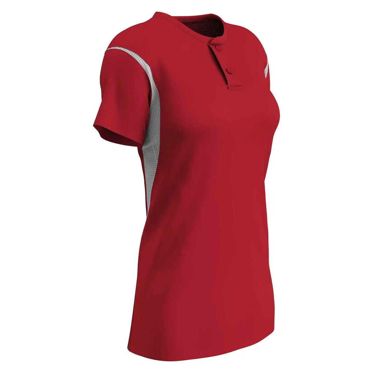 Champro Bs28 Girls/ladies Legacy 2-button Softball Jersey - Scarlet White