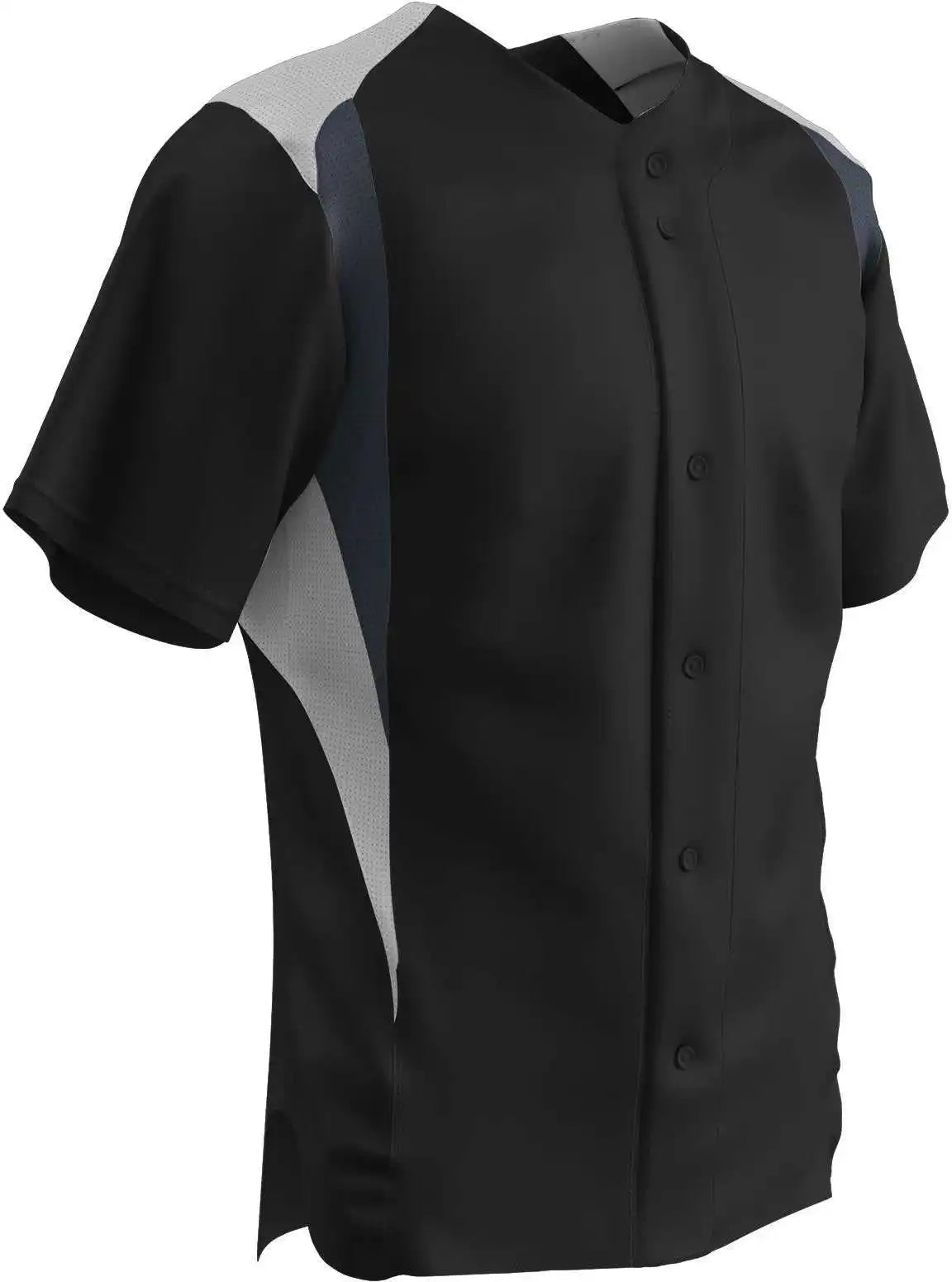 Champro Bs33 Bull Pen Full Button Jersey - Black White Graphite