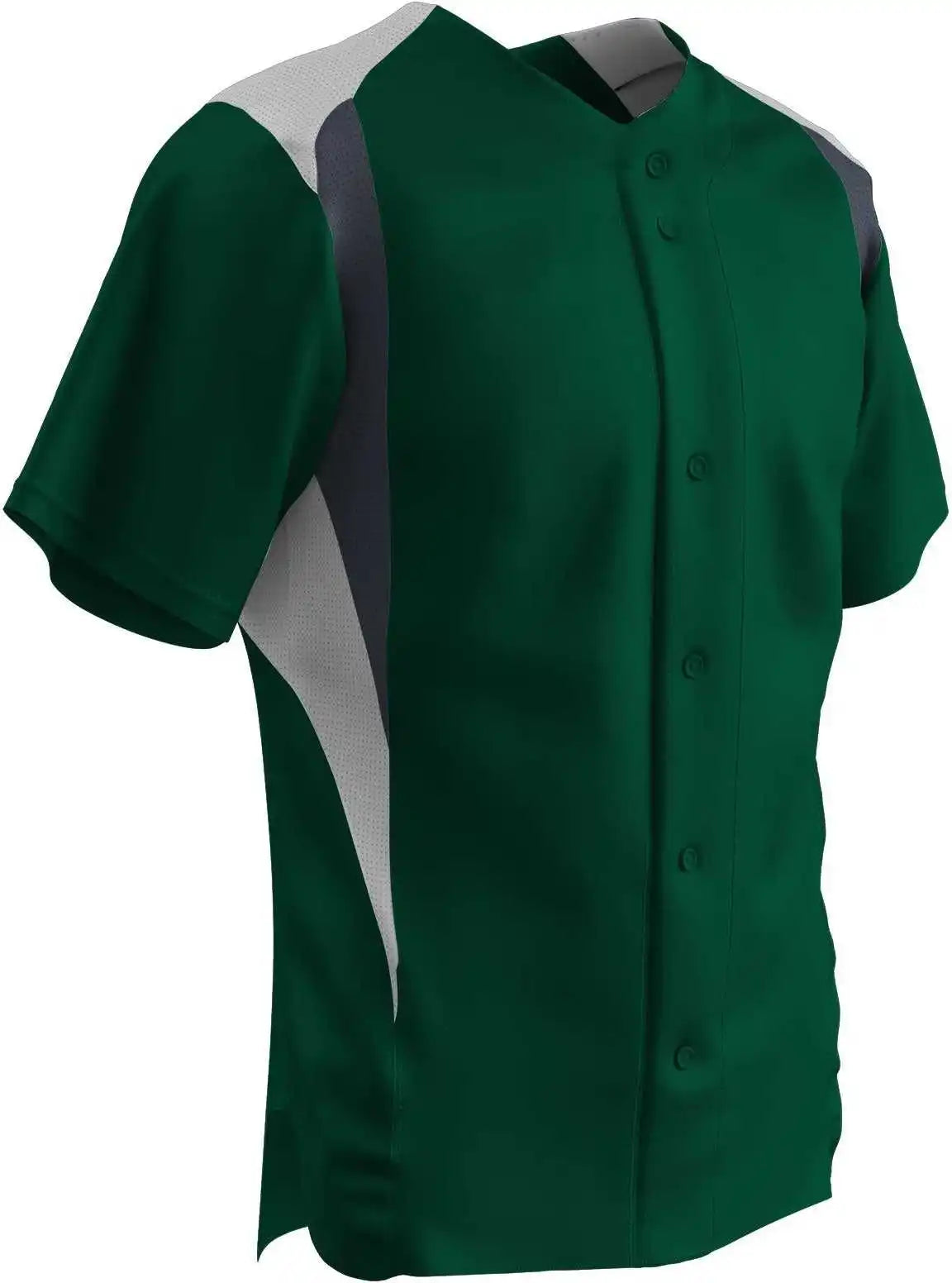 Champro Bs33 Bull Pen Full Button Jersey - Forest Green White Graphite