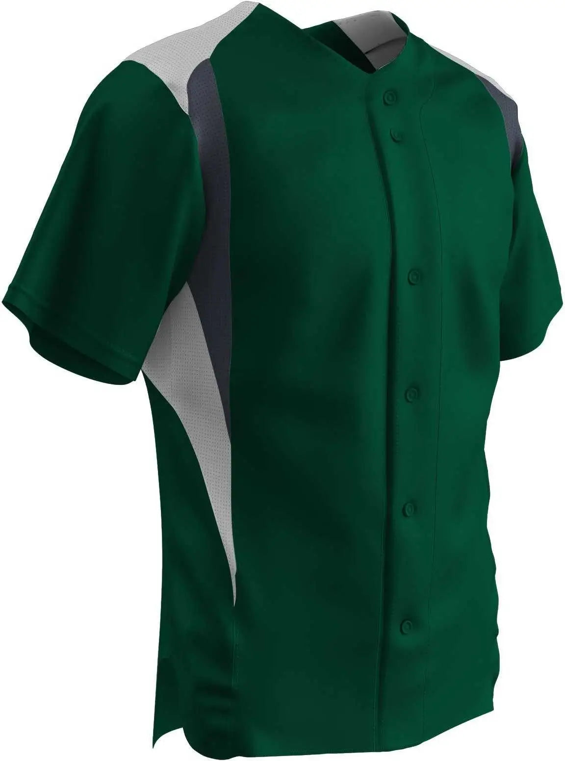 Champro Bs33 Bull Pen Full Button Jersey - Forest Green White Graphite