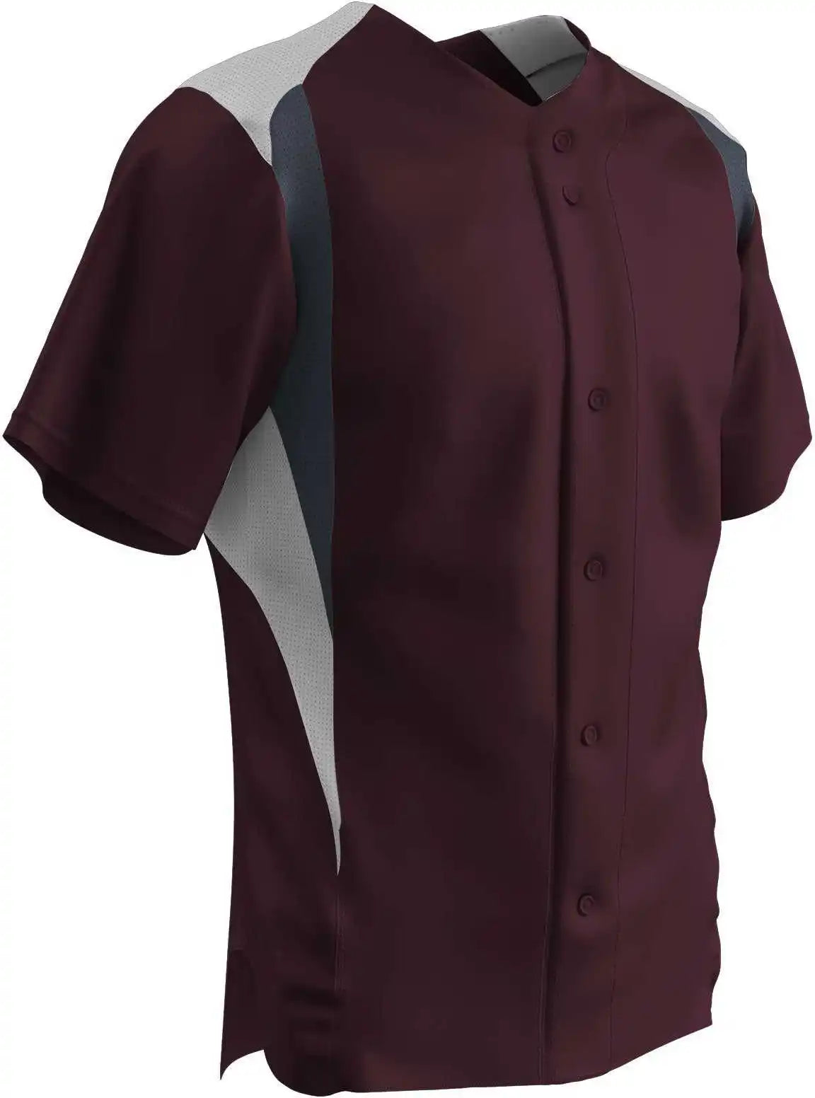 Champro Bs33 Bull Pen Full Button Jersey - Maroon White Graphite