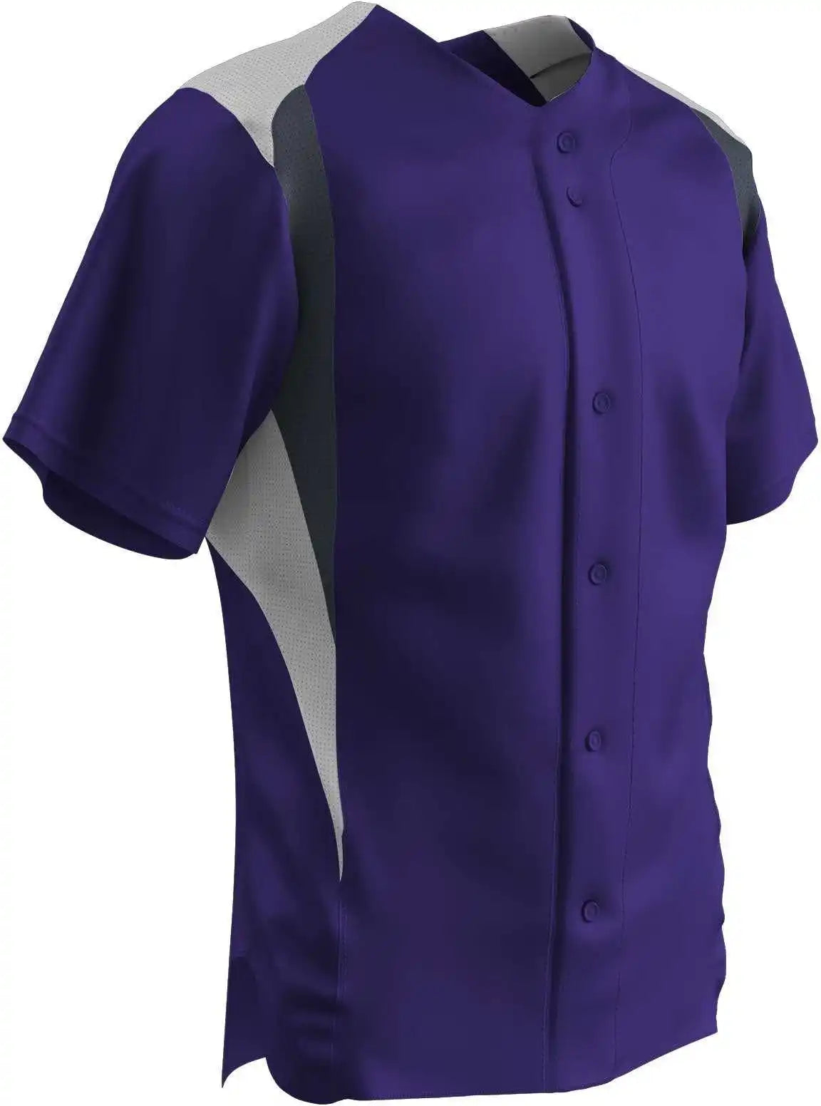 Champro Bs33 Bull Pen Full Button Jersey - Purple White Graphite