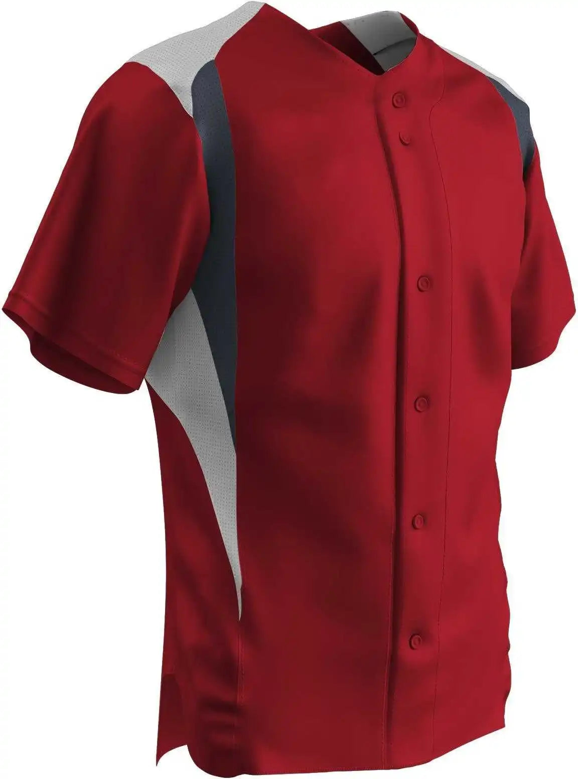 Champro Bs33 Bull Pen Full Button Jersey - Scarlet White Graphite