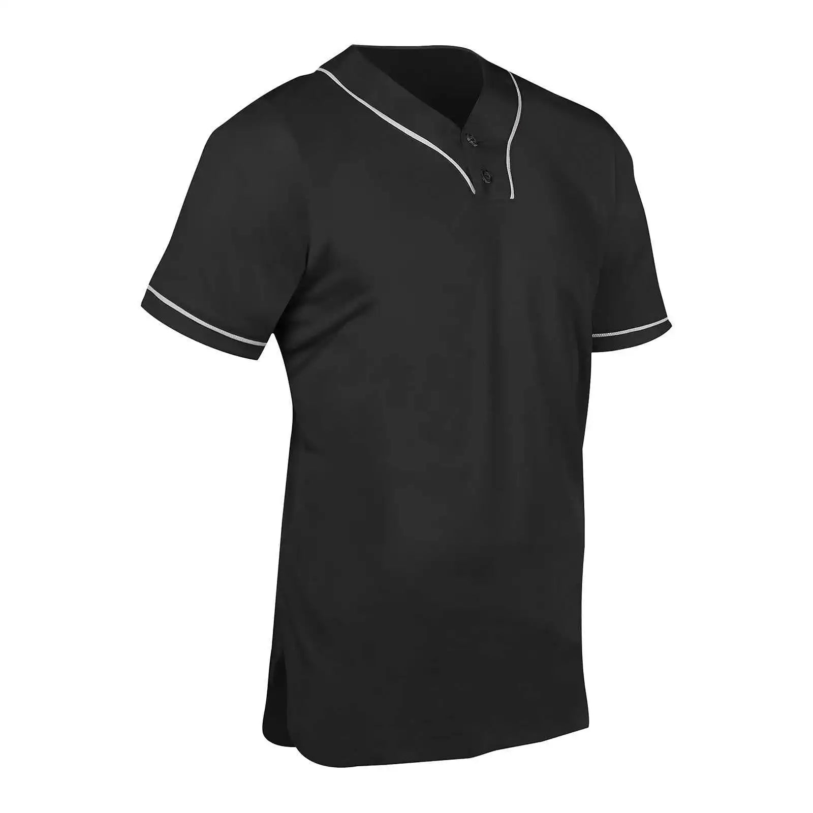 Champro Bs42 Heater 2-button Piped Baseball Jersey - Black White