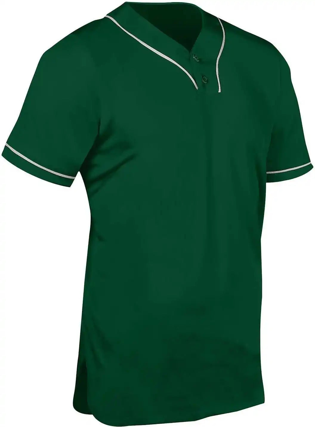 Champro Bs42 Heater 2-button Piped Baseball Jersey - Forest White