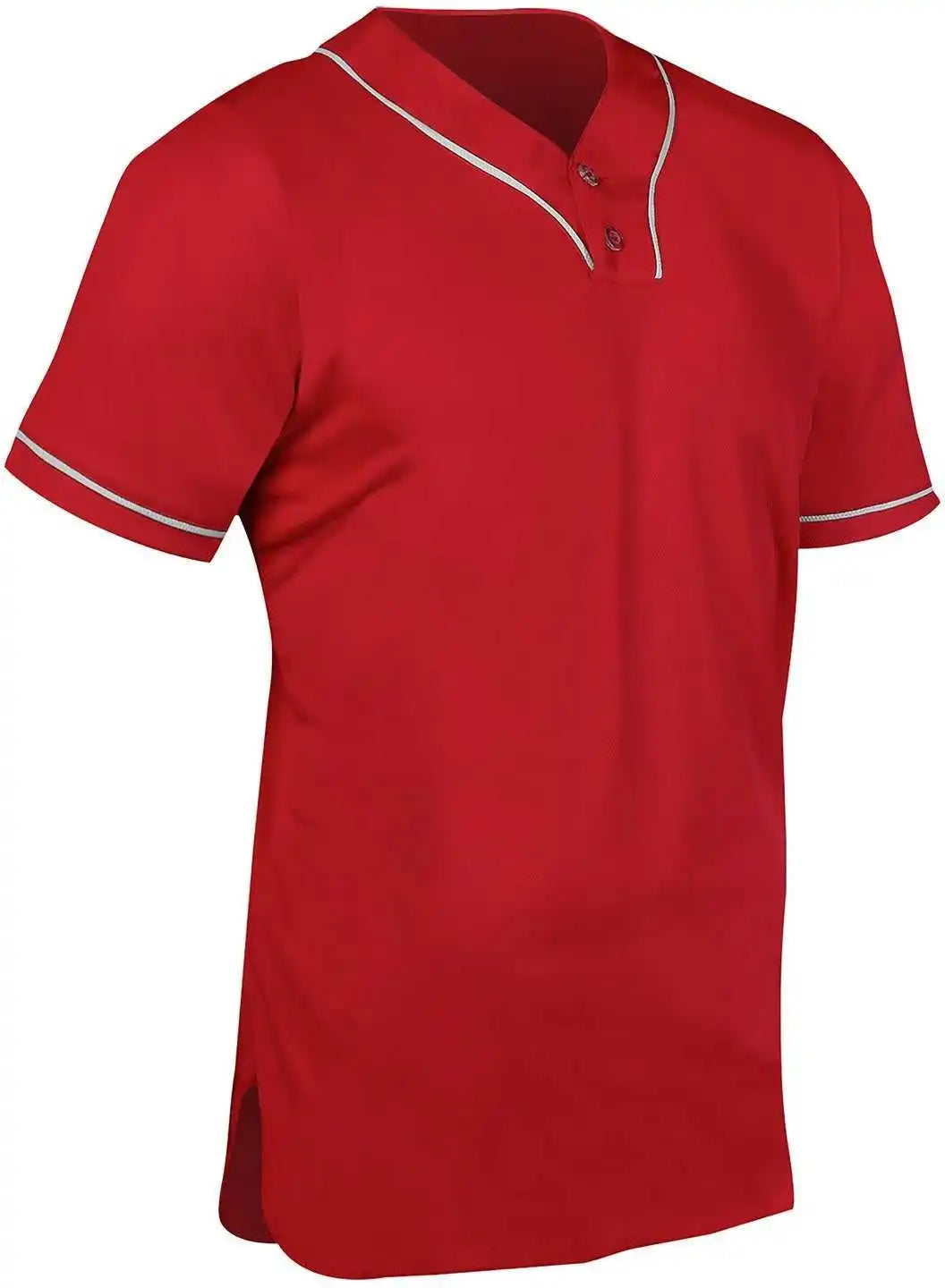 Champro Bs42 Heater 2-button Piped Baseball Jersey - Scarlet White