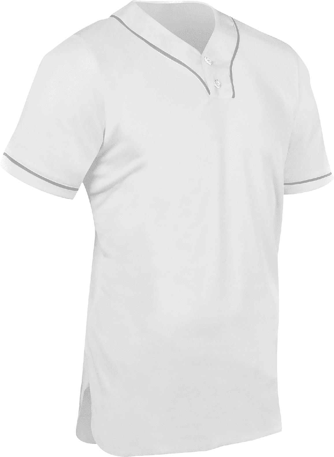 Champro Bs42 Heater 2-button Piped Baseball Jersey - White Gray