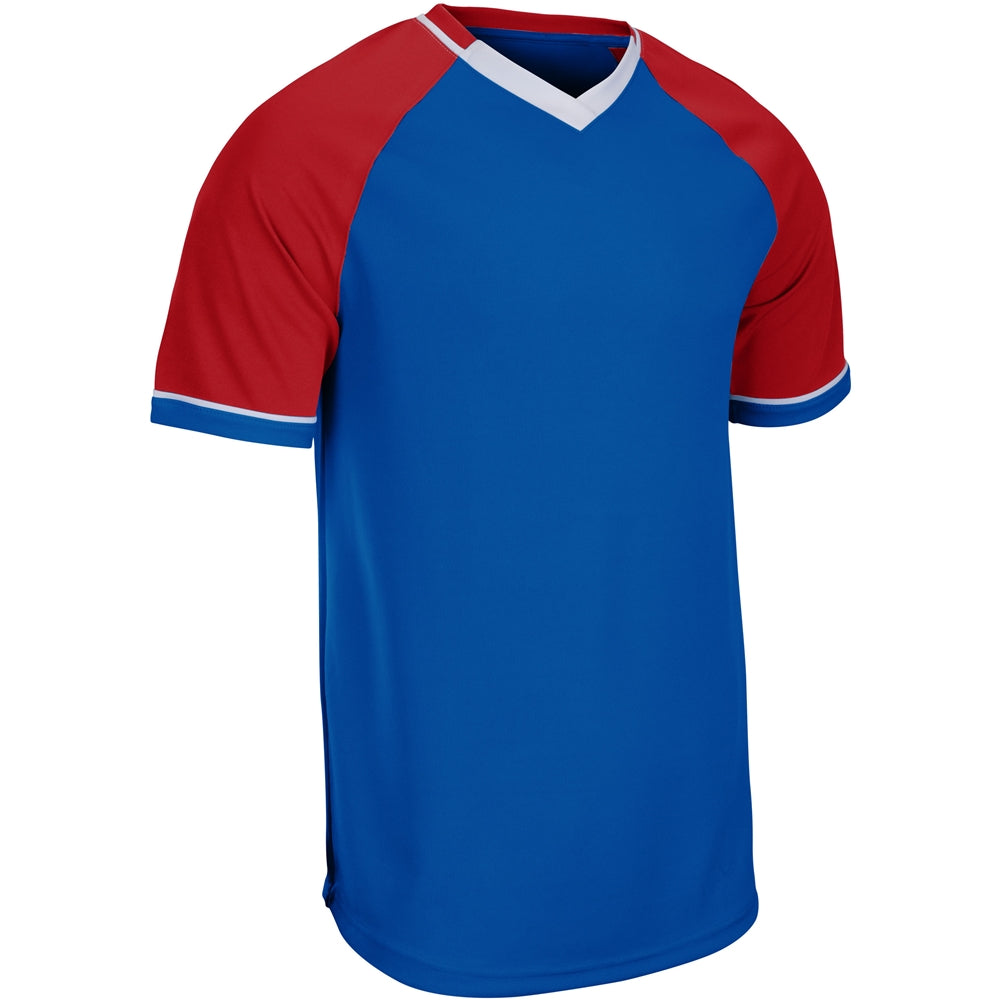 Champro Bs67 Square Up V-neck Jersey - Royal Scarlet White