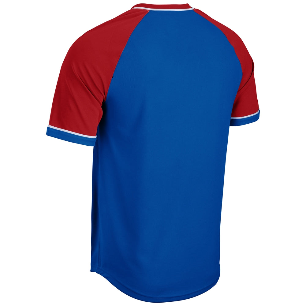Champro Bs67 Square Up V-neck Jersey - Royal Scarlet White