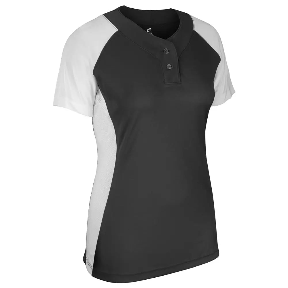 Champro Bs80 Infinite 2-button Ss Jersey - Black White - Girls s