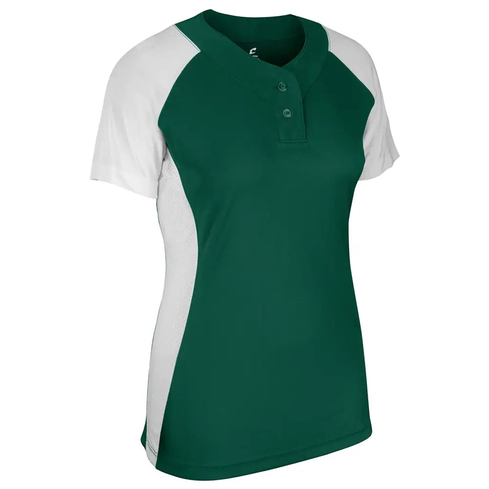 Champro Bs80 Infinite 2-button Ss Jersey - Forest Green White