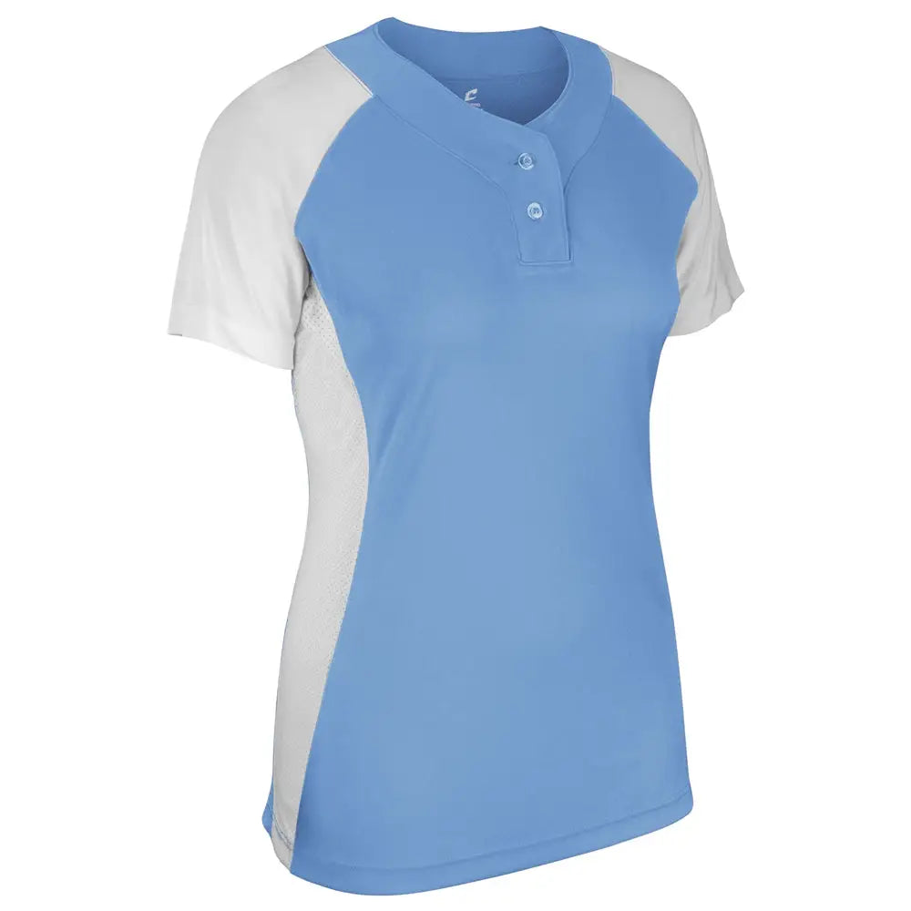 Champro Bs80 Infinite 2-button Ss Jersey - Light Blue White - Girls s