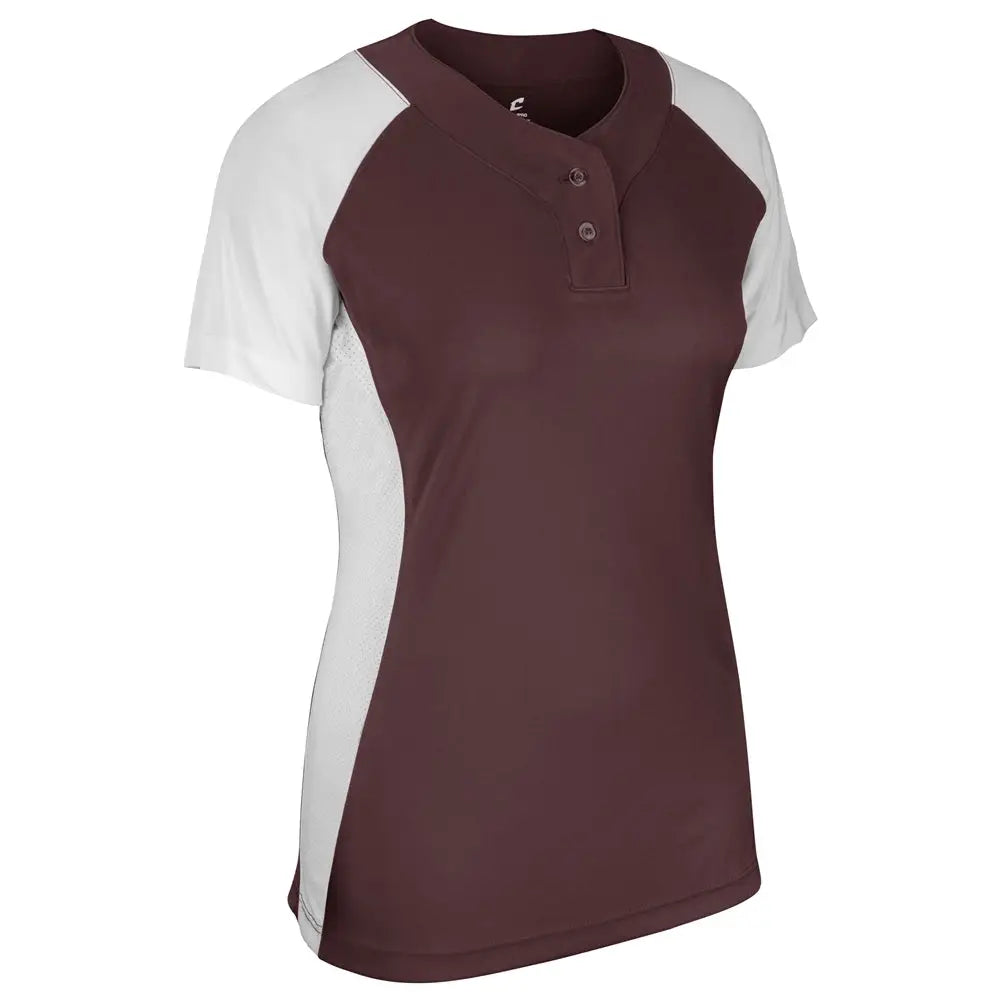 Champro Bs80 Infinite 2-button Ss Jersey - Maroon White - Girls s