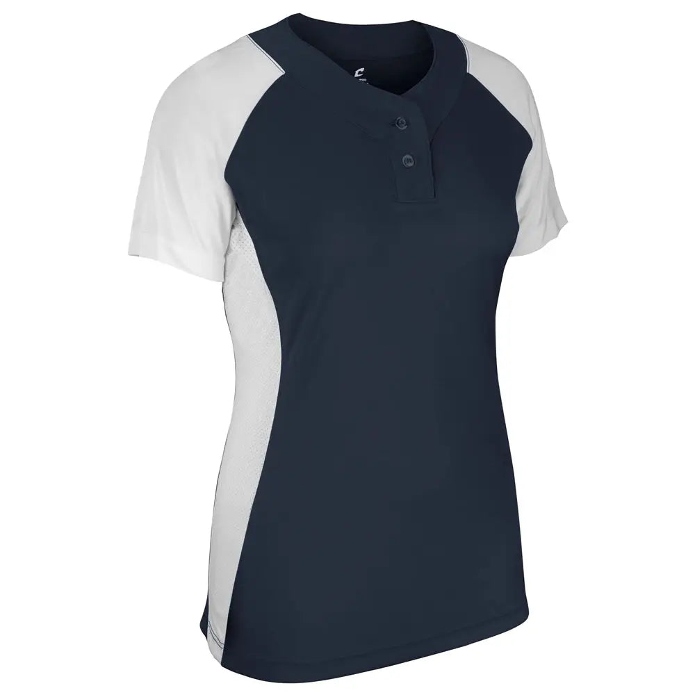 Champro Bs80 Infinite 2-button Ss Jersey - Navy White - Girls s