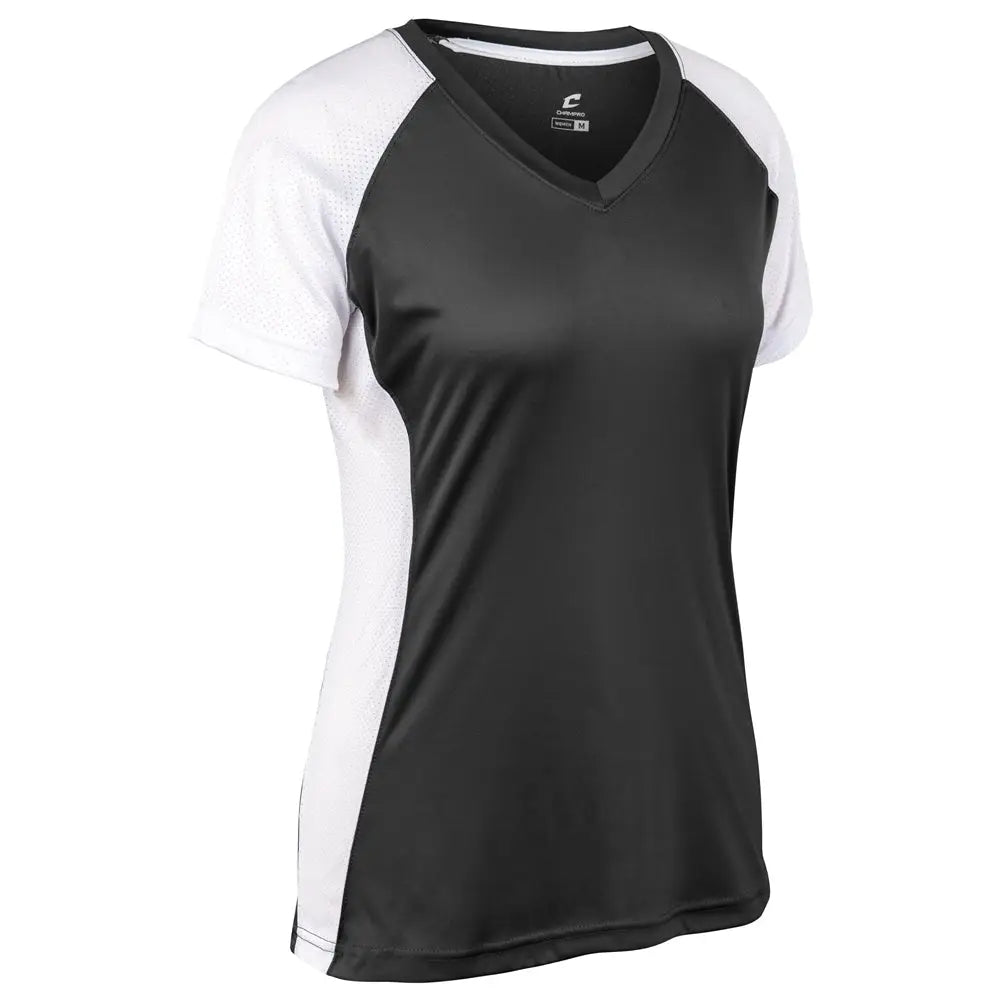 Champro Bs82 Infinite V-neck Short Sleeve Jersey - Black White - Girls s