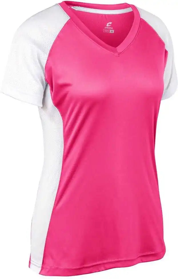 Champro Bs82 Infinite V-neck Short Sleeve Jersey - Fuchsia White