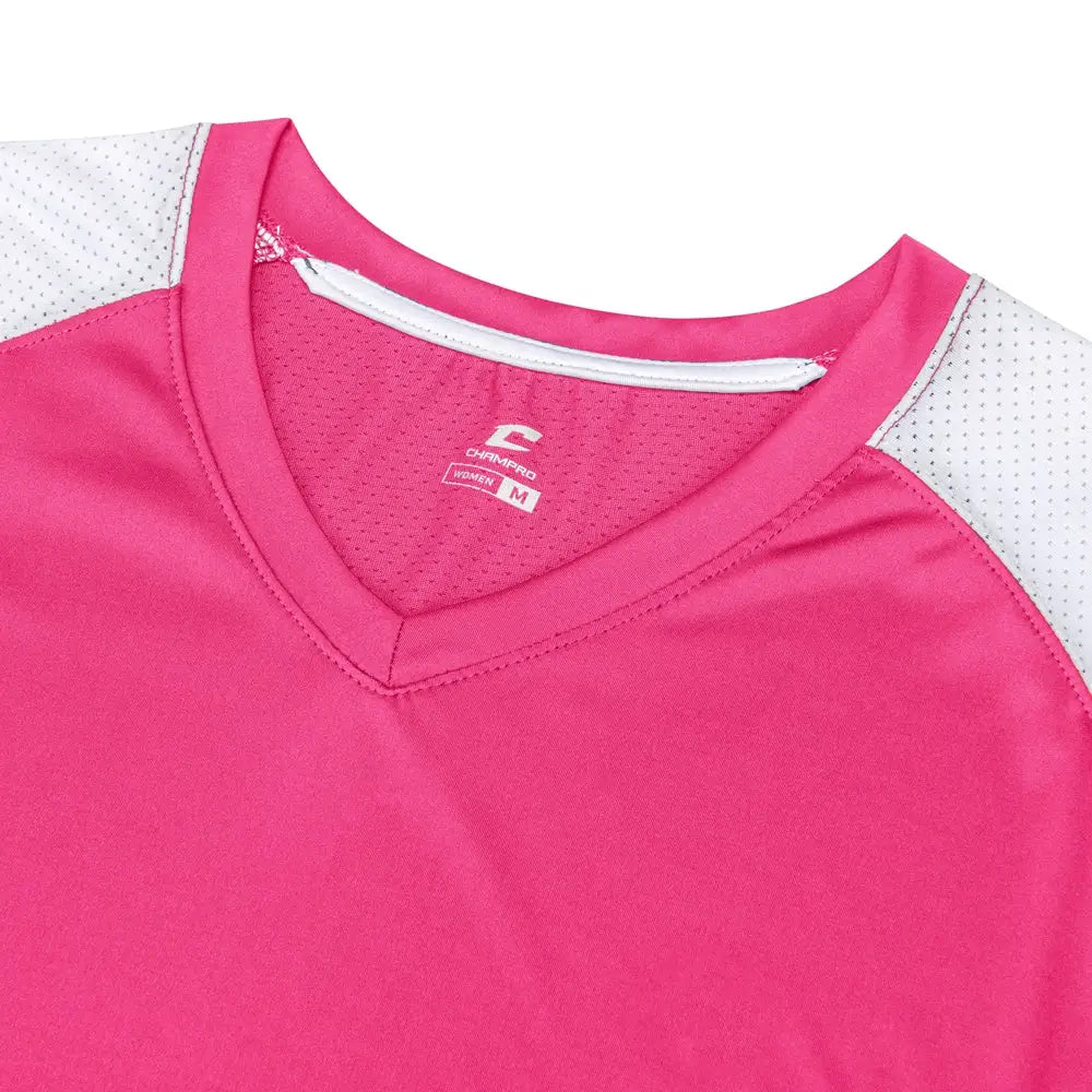 Champro Bs82 Infinite V-neck Short Sleeve Jersey - Fuchsia White