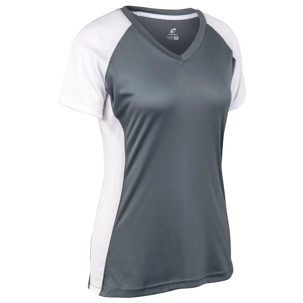 Champro Bs82 Infinite V-neck Short Sleeve Jersey - Graphite White - Girls s