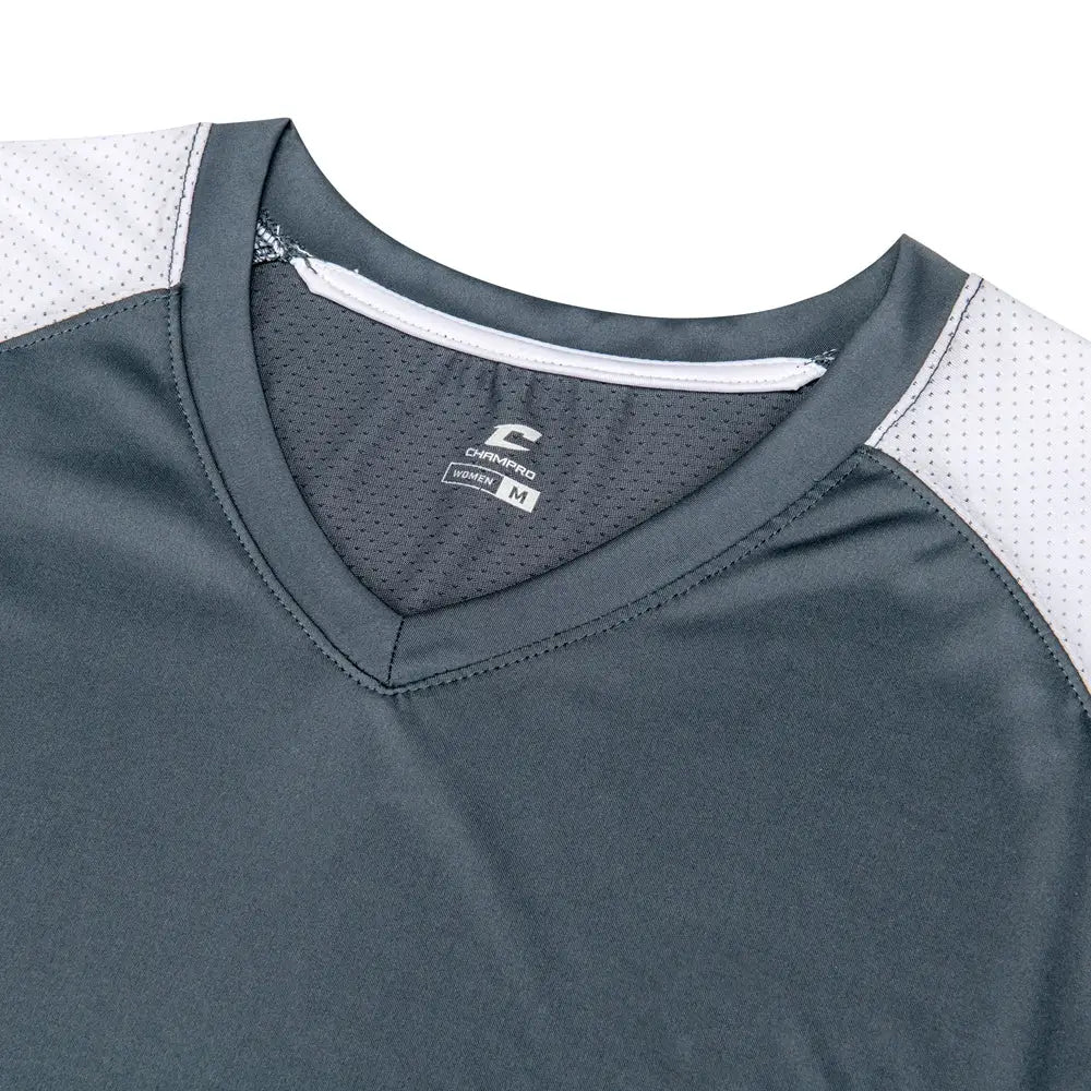 Champro Bs82 Infinite V-neck Short Sleeve Jersey - Graphite White